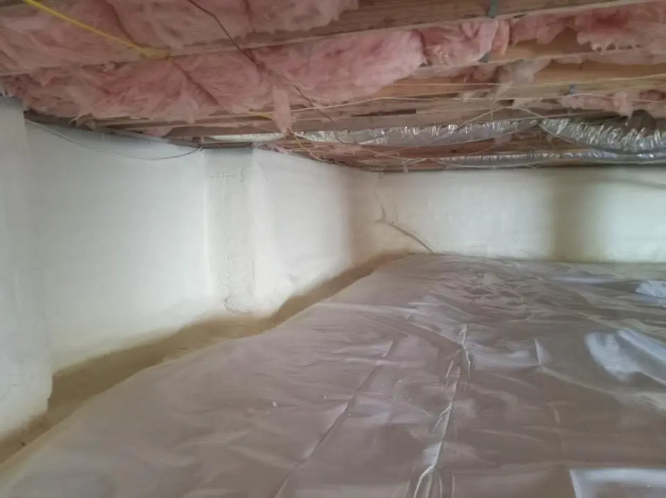 Crawl space encapsulation with closed-cell spray foam for Commercial Roof Restoration in Pleasant Hill